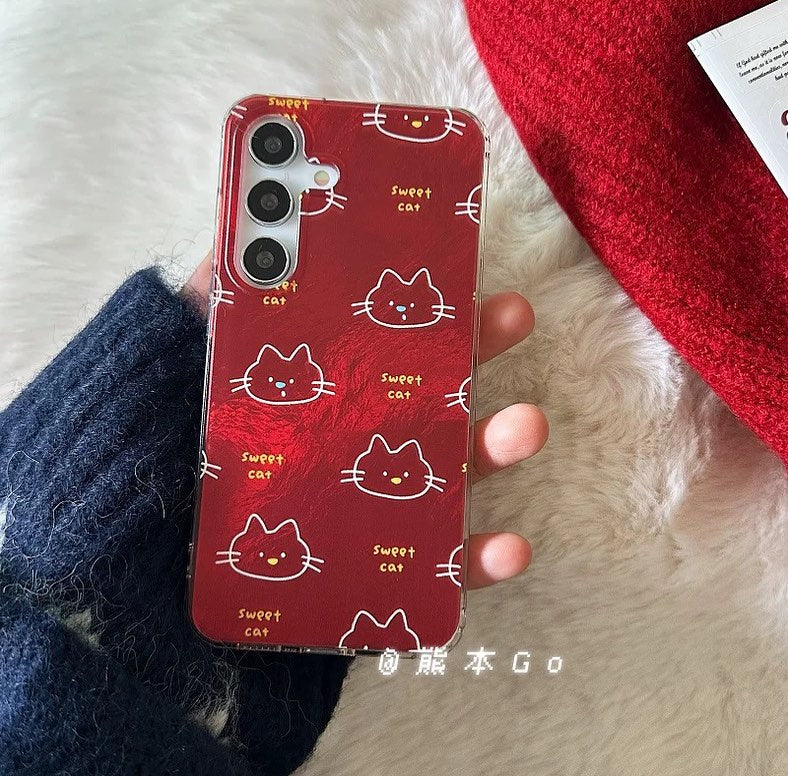 Sweet Cat Pattern Kitty Case - Samsung