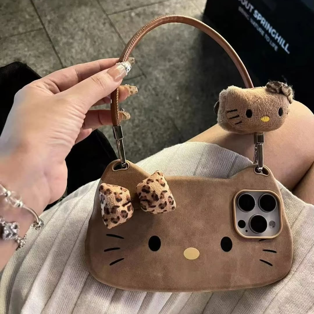 Leopard Bow Kitty Handbag Case