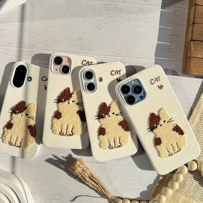 Fluffy Snuggle Kitty Embroidered Case