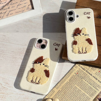Fluffy Snuggle Kitty Embroidered Case