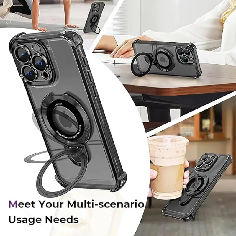 Luxury Plating Magnetic Bracket Case - iPhone