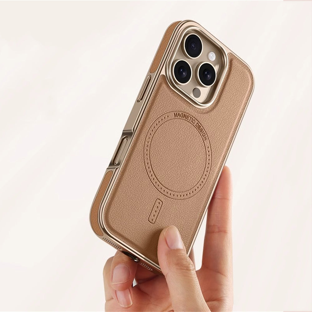 Elegant Business Plating Leather Mag Case- iPhone