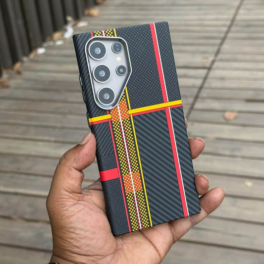 Vibrant Plaid Striped Carbon Fiber Case - Samsung