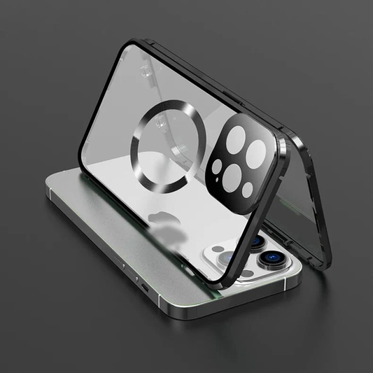 Dual Magnetic Metal Body Magsafe Glass Case - iPhone