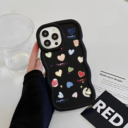 Playful Love Happy Hearts Wavy Case