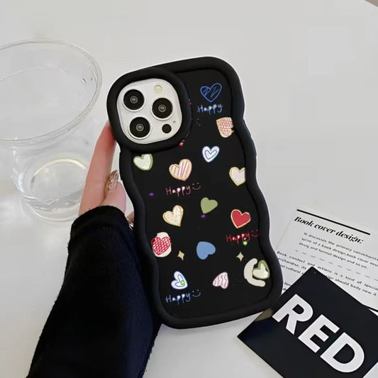 Playful Love Happy Hearts Wavy Case