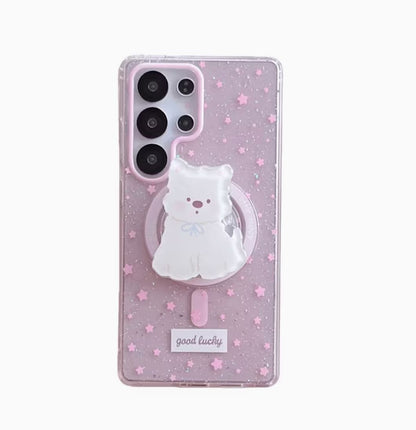 Sparkle Puppy Cartoon Star Grip Case