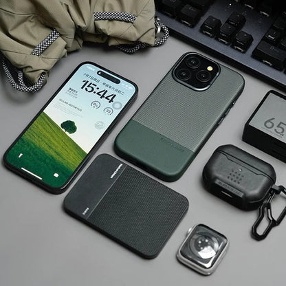 Rugged Grip Alloy Lens Leather Case - iPhone