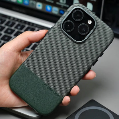 Rugged Grip Alloy Lens Leather Case - iPhone