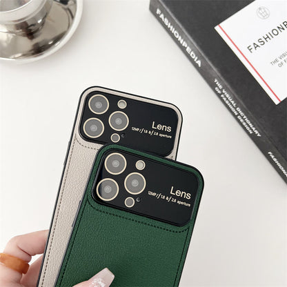 Luxury Glass Lens Window Leather Case - iPhone