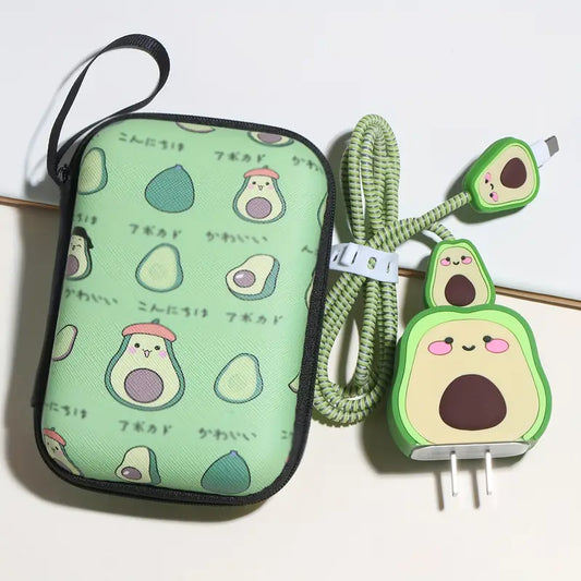 Cute Avocado Charger Protector Kit