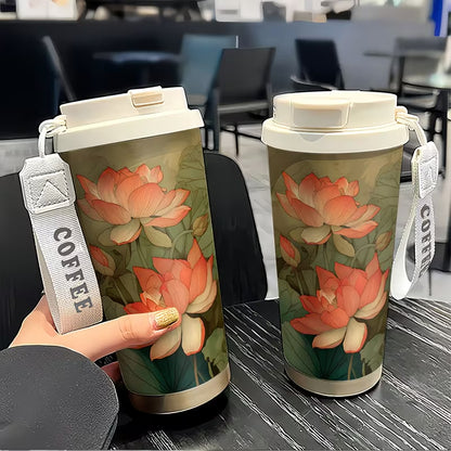Elegant Lotus Coffee Tumbler