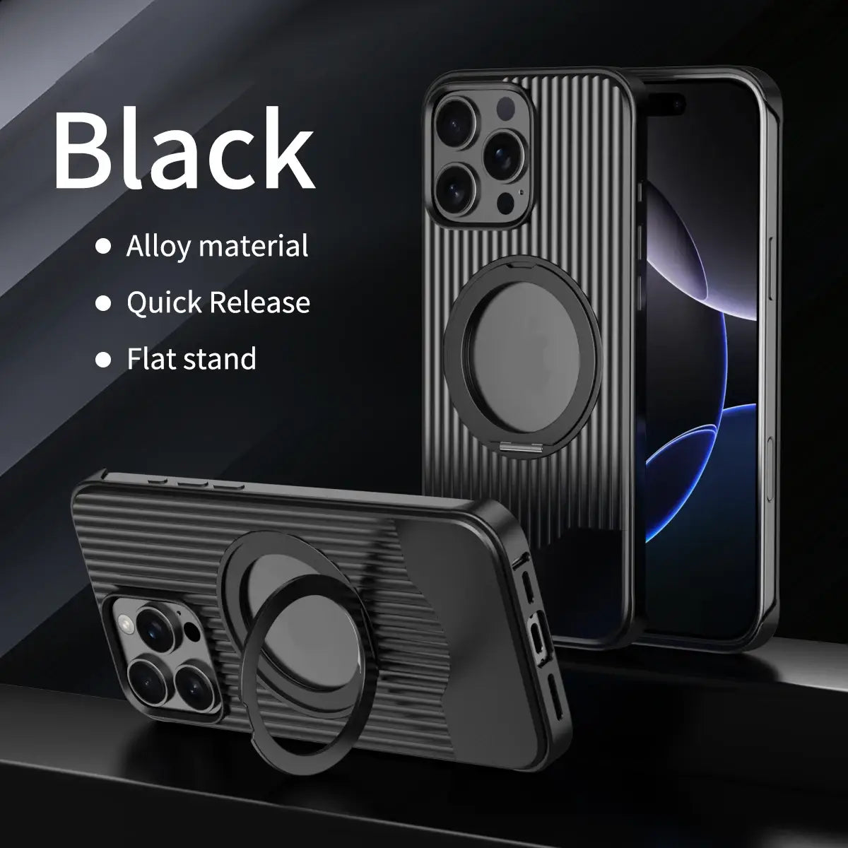 Elegant Textured Magnetic Stand Case - iPhone