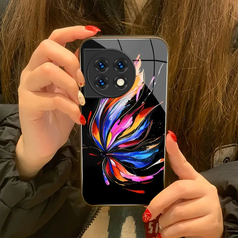 Butterfly Dream Vibrant Ink Art Glass Case - OnePlus