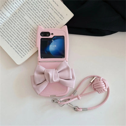 Cute Cat Ear Bow Weave Case - Samsung