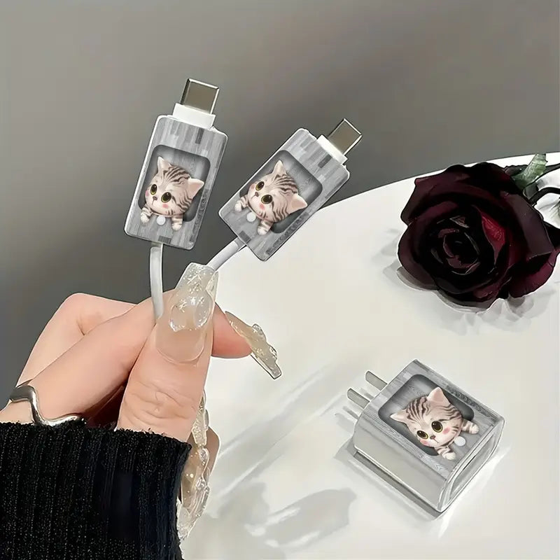 Cute Kitten Charger Protector Kit
