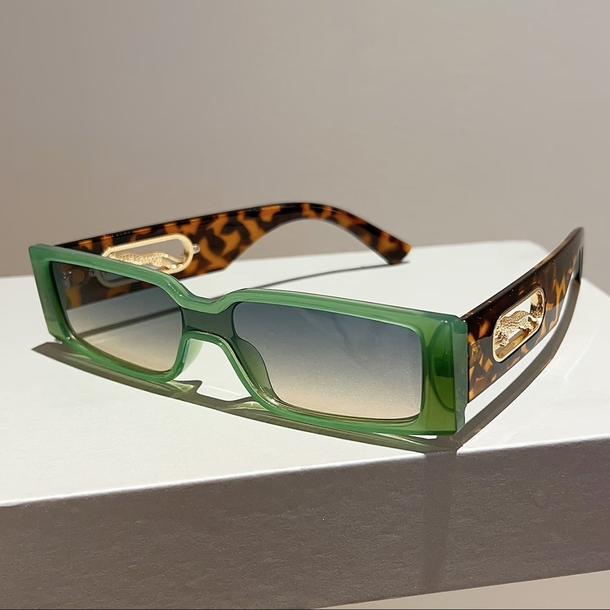 Cheetah Retro Rectangle Shades