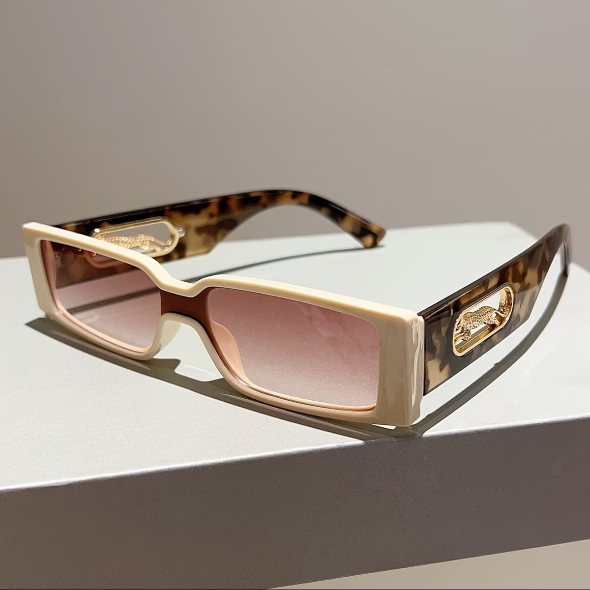 Cheetah Retro Rectangle Shades
