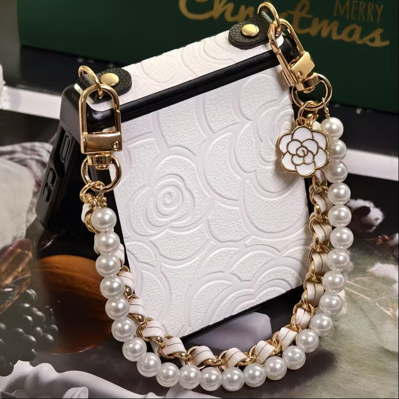 Galaxy Z Flip Series Pearl Petal Handle Charm Case