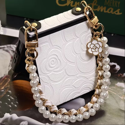 Galaxy Z Flip Series Pearl Petal Handle Charm Case