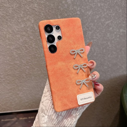 Crystal Bow Denim Case