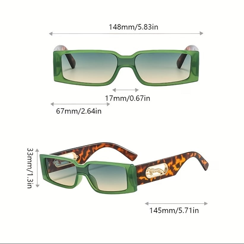 Cheetah Retro Rectangle Shades