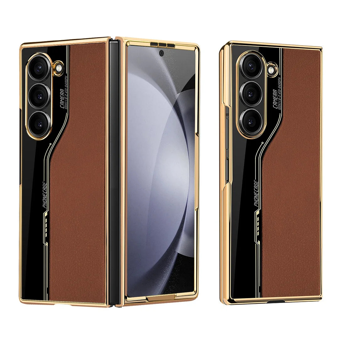 Galaxy Z Fold Series Luxury Plating Litchi Texture Case