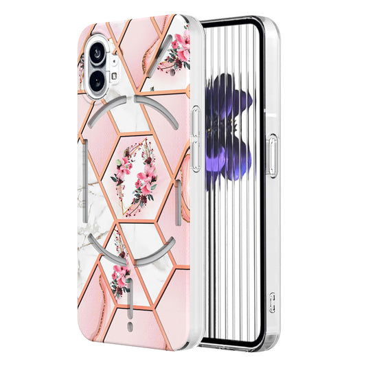 Rugged Geometric Marble Floral Case - Nothing