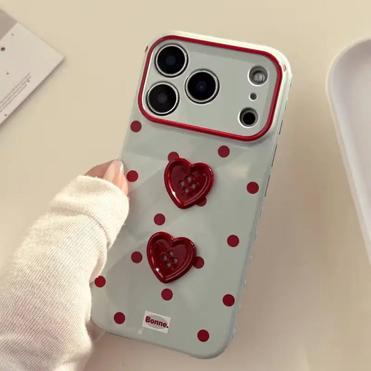 Cherry Love Heart Button Case