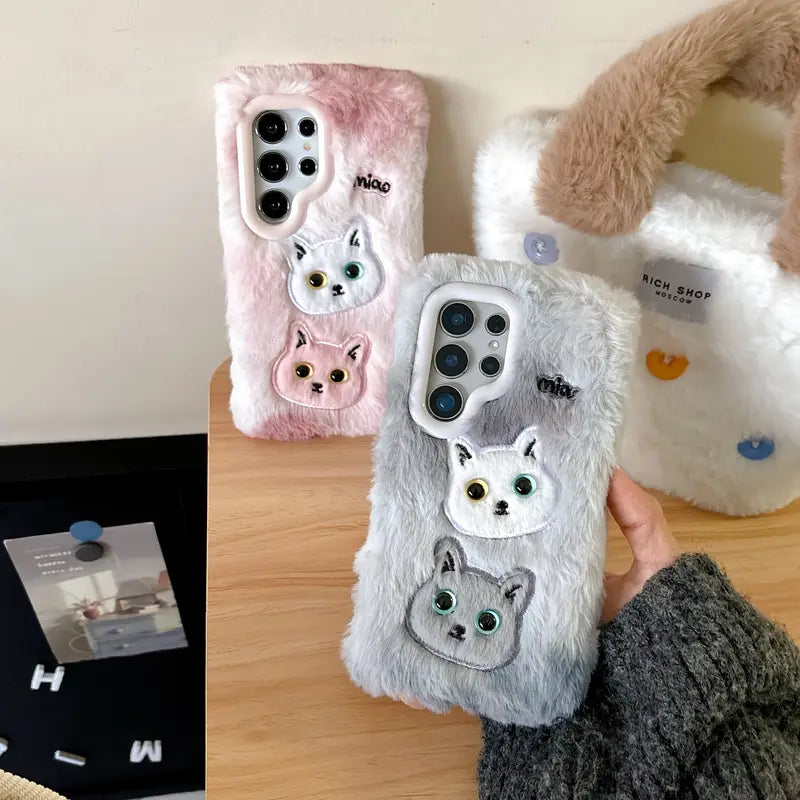 Fluffy Twin Kitty Phone Case - Samsung
