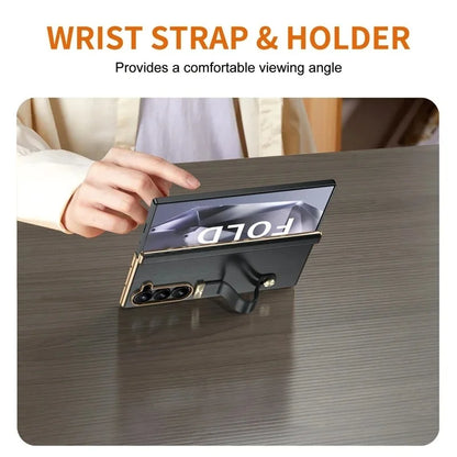 Galaxy Z Fold Series Elegant Textured Leather Strap Case