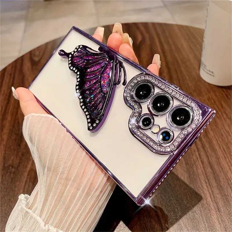 Glamorous Rhinestone Butterfly Glitter Case - Samsung