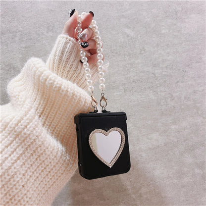Radiant Rhinestone Heart Mirror Case - Samsung