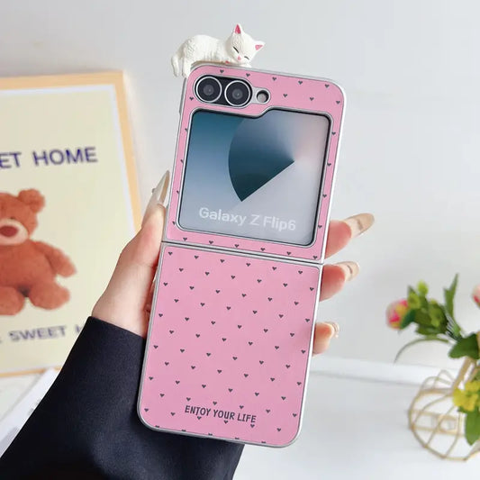 Cute Cat Guardian Heart Flip Case - Samsung