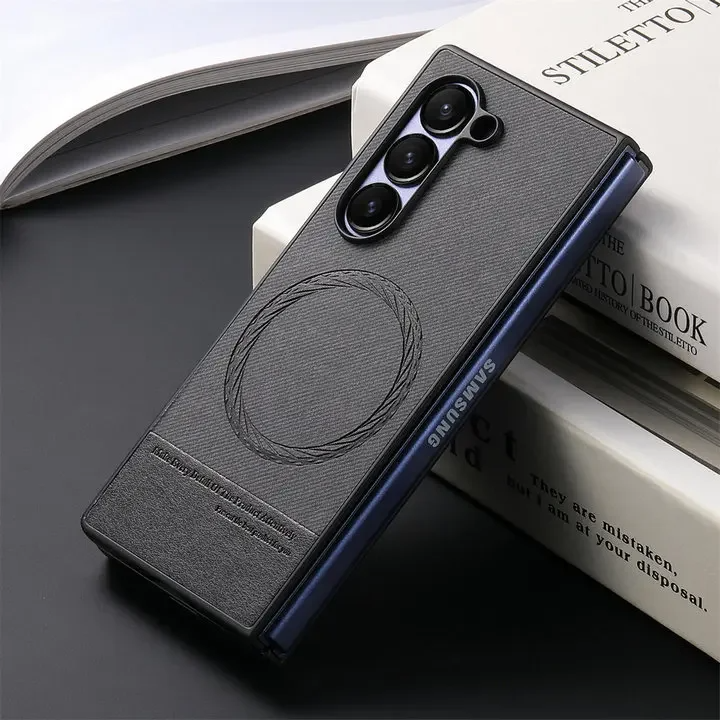 Galaxy Z Fold Series Luxury Leather Magnetic Case-Samsung