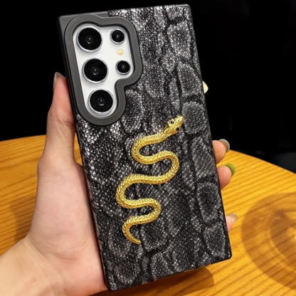 Luxury 3D Gold Snake Plating Leather Case - Samsung