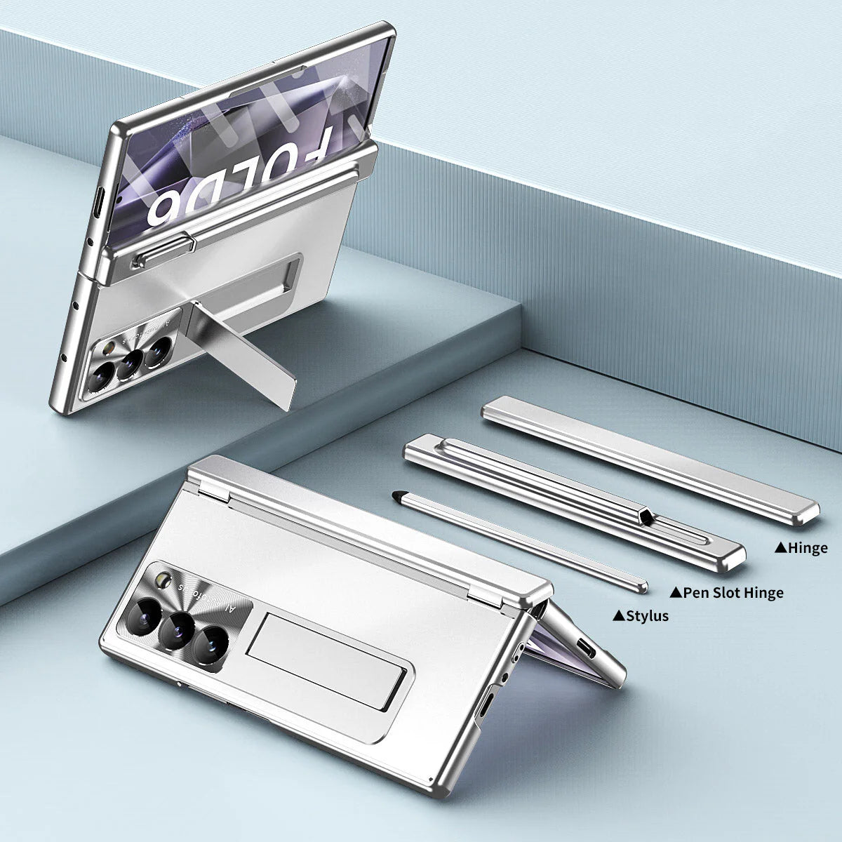 Galaxy Z Fold6 Ingenious Metal Kickstand Case with Pen Holder