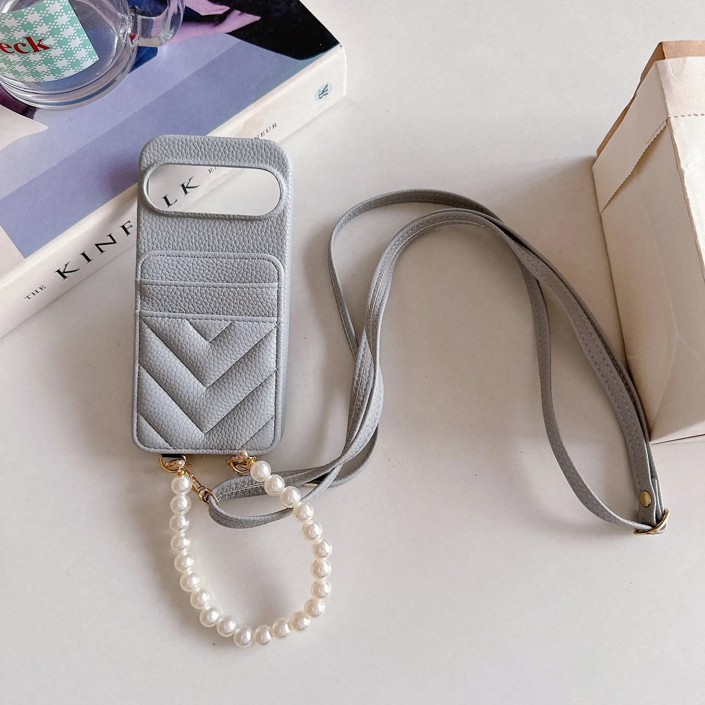 Pearl Charm Crossbody Case with Cardholder - Google Pixel