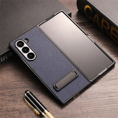 Galaxy Z Fold6 - Business Leather Invisible Stand Case
