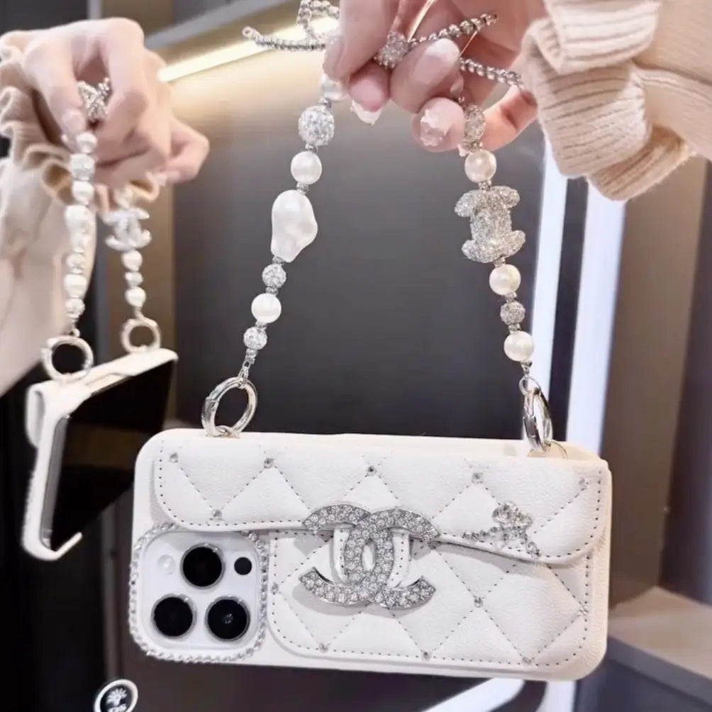 Diamond Quilted Pearl Strap Case