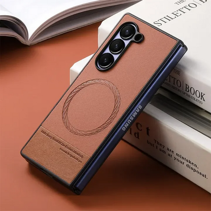 Galaxy Z Fold Series Luxury Leather Magnetic Case-Samsung
