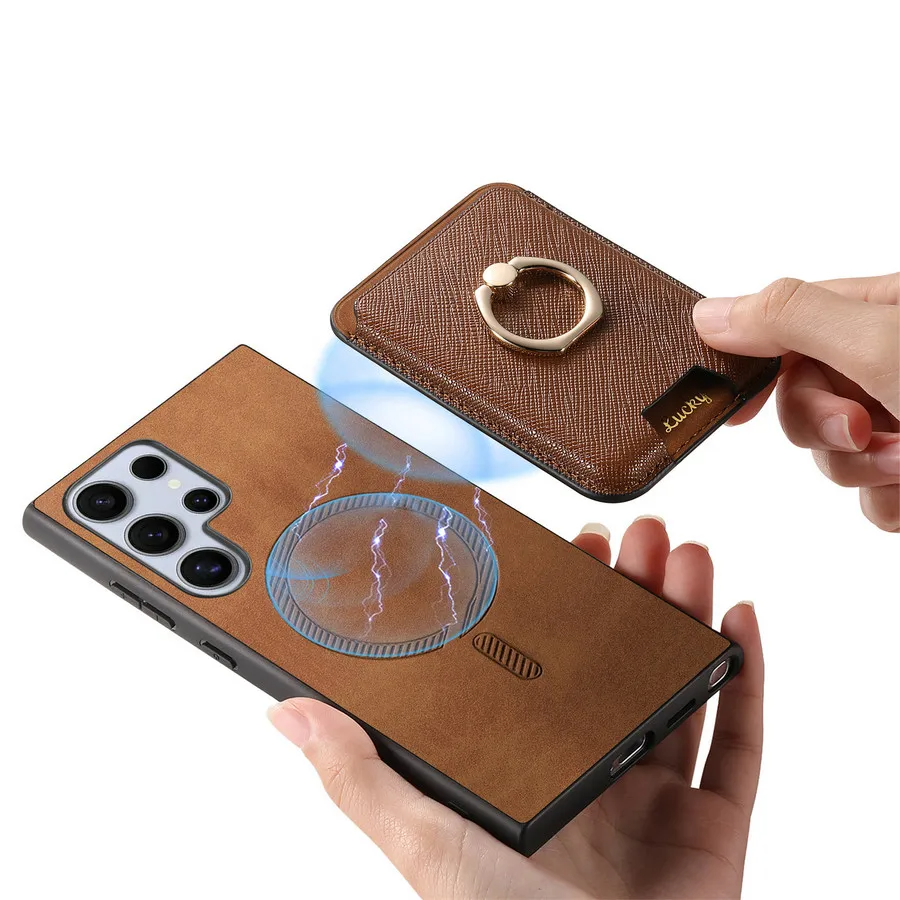 Galaxy S25 Ultra Detachable Leather Card Holder Case