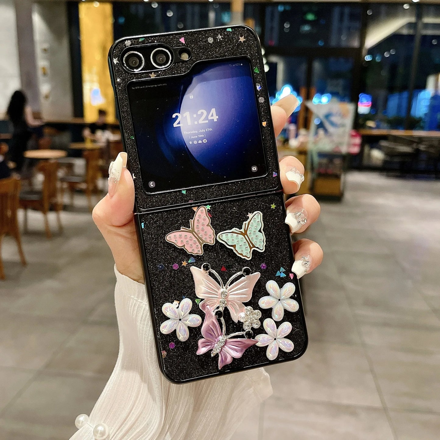 Stylish Sparkling Butterflies Case - Samsung