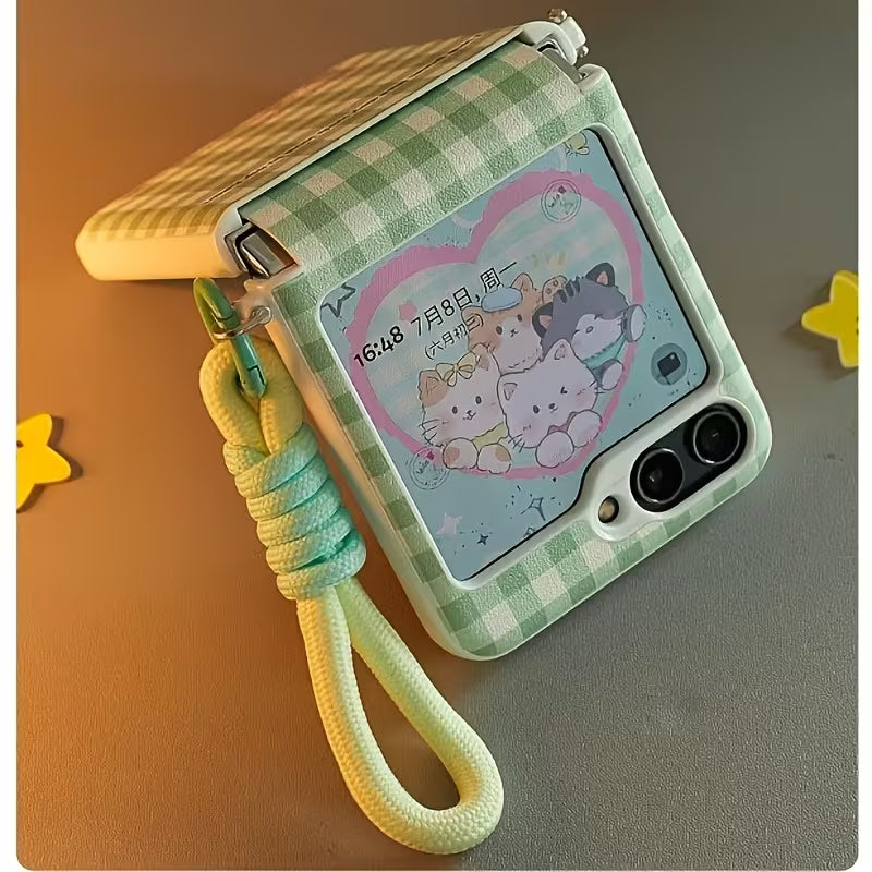Galaxy Z Flip Series Gingham Charm Lanyard Case
