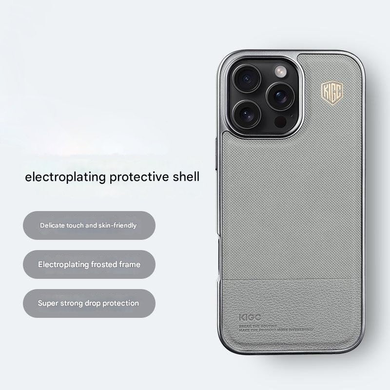 Matte Electroplated Leather Splicing Case - iPhone