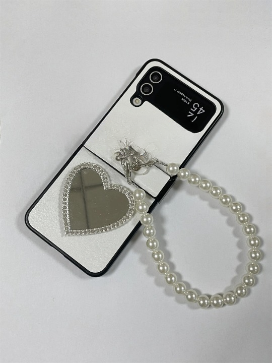 Radiant Rhinestone Heart Mirror Case - Samsung