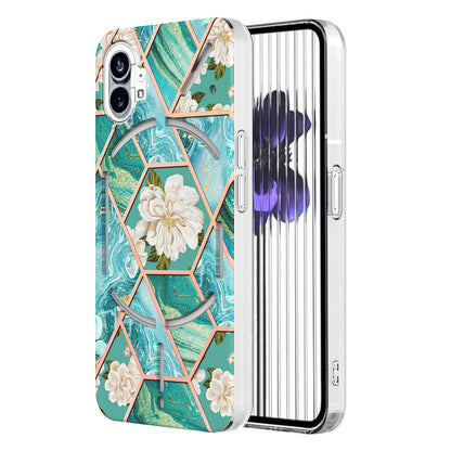 Rugged Geometric Marble Floral Case - Nothing