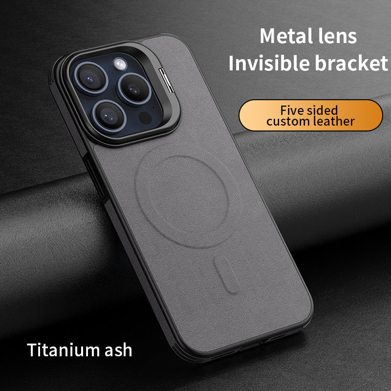 Embossed Magsafe Leather Bracket Case - iPhone