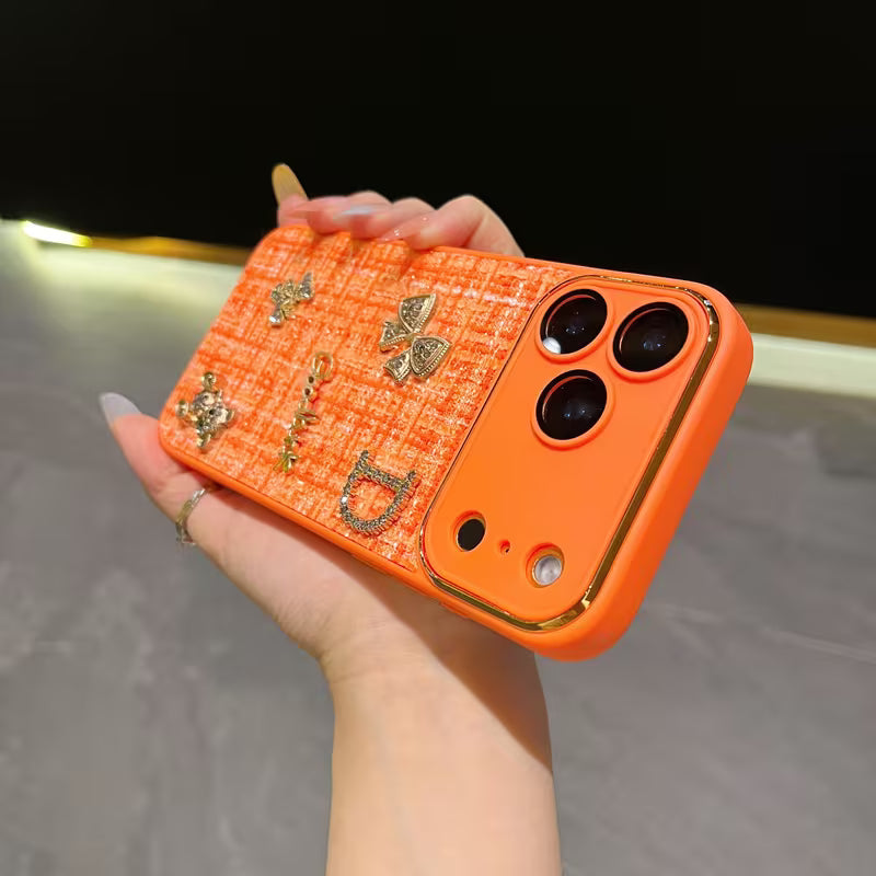 iPhone 17 Series Bear Bling Cloth Texture Case