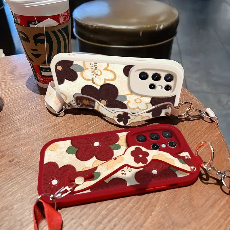 Floral Silicone Crossbody Case - Samsung